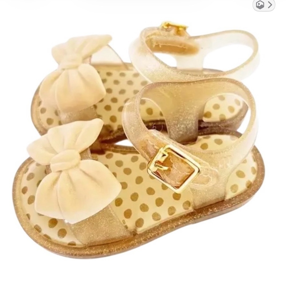 Melissa Kids Sandals with Bow - Gold and Cream